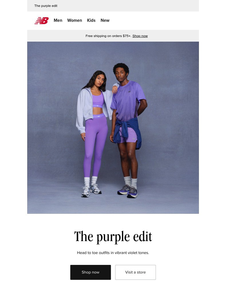 Screenshot of email sent to a New Balance Newsletter subscriber