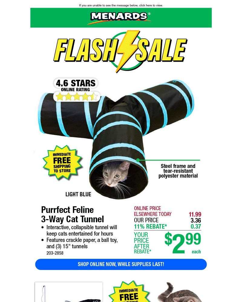 Screenshot of email with subject /media/emails/purrfect-feline-3-way-cat-tunnel-only-299-after-rebate-fda7b5-cropped-5315e0e5.jpg