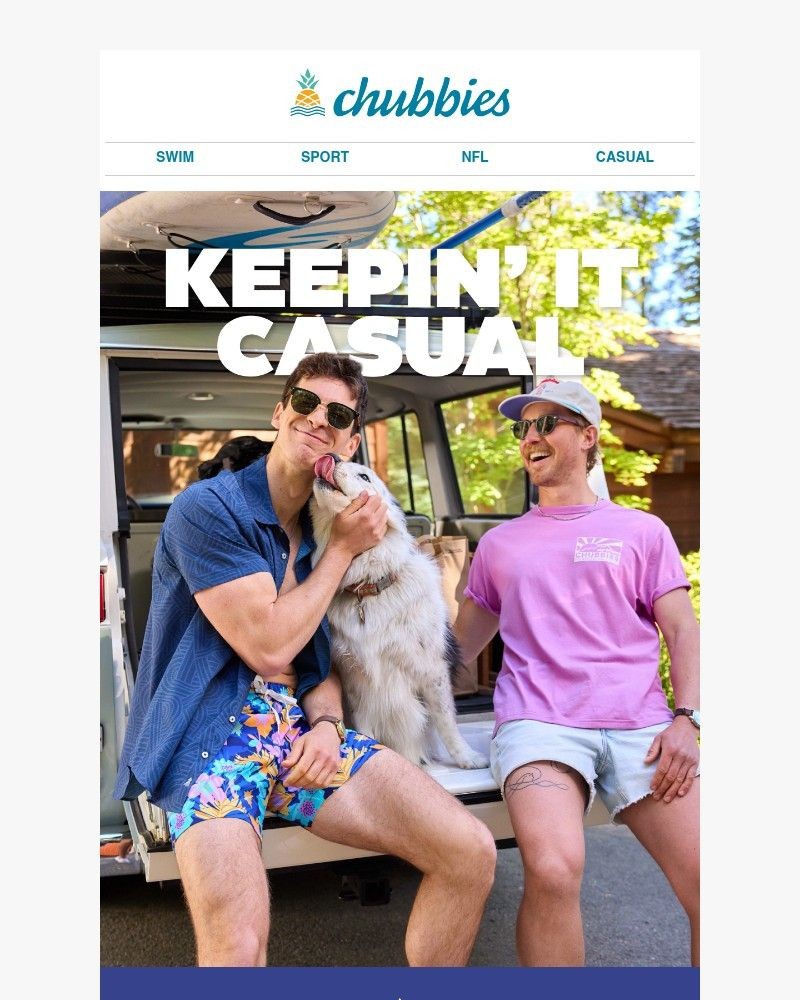 Screenshot of email sent to a Chubbies Newsletter subscriber