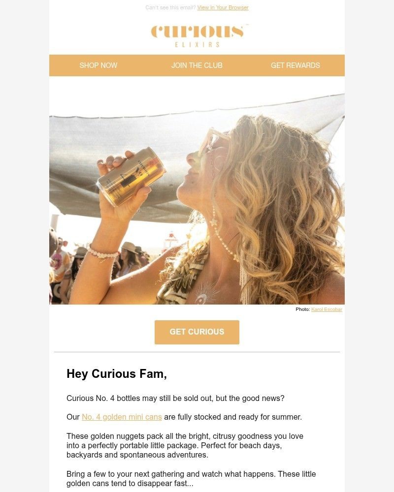 Screenshot of email sent to a Curious Elixirs Newsletter subscriber