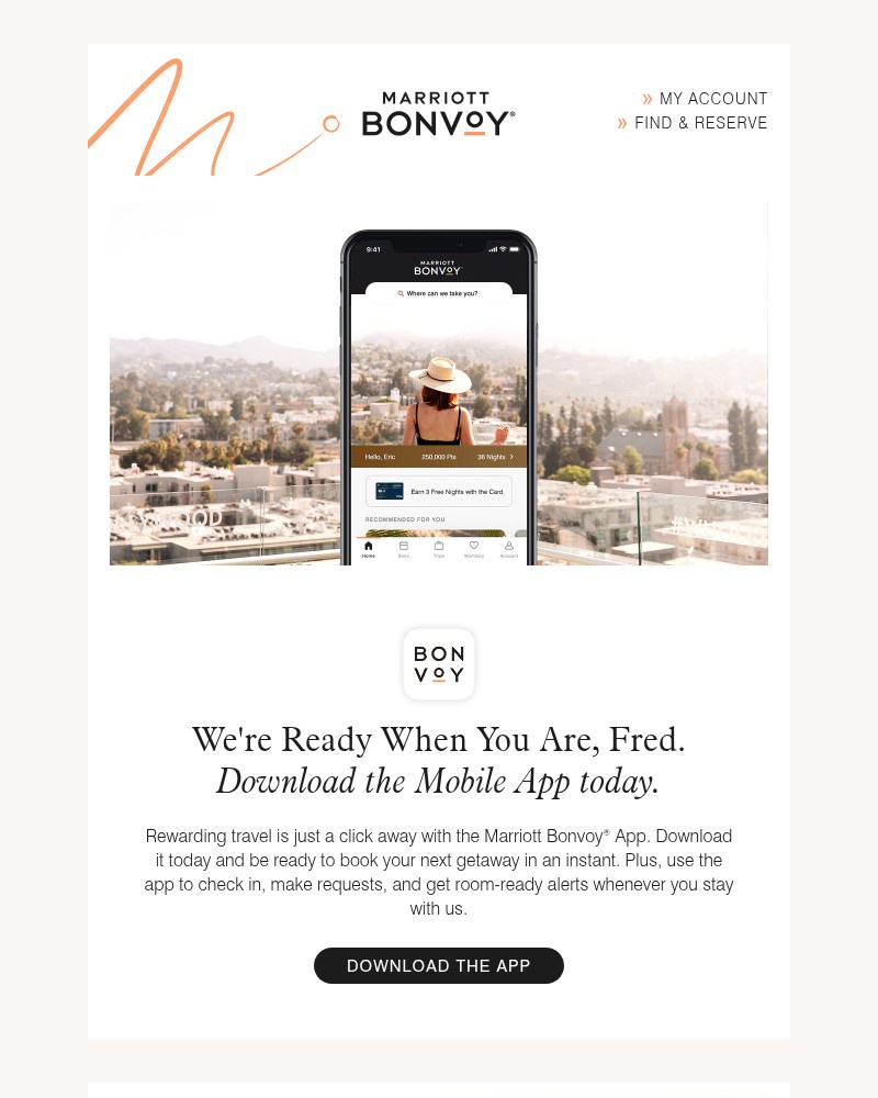 Screenshot of email sent to a Marriott Registered user