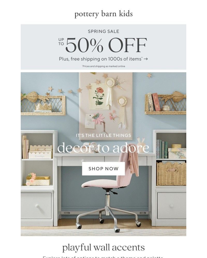 Screenshot of email sent to a Pottery Barn Newsletter subscriber