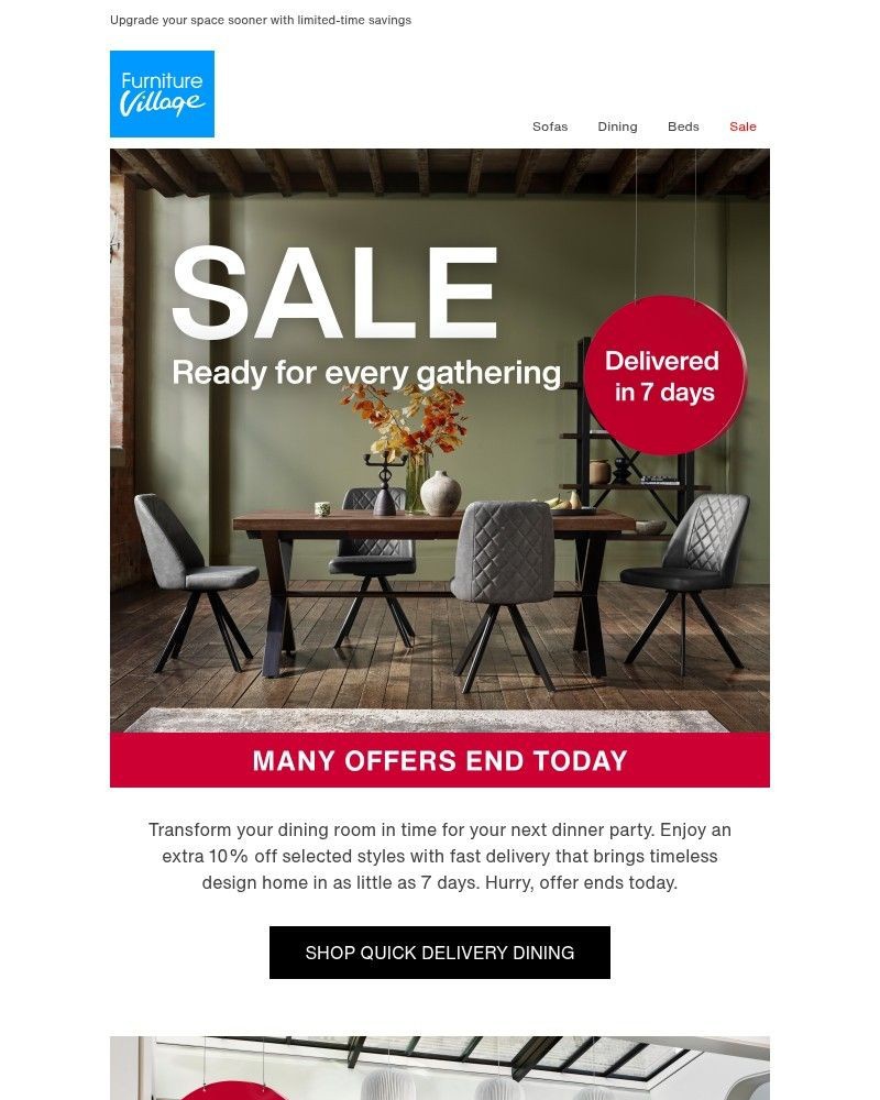 Screenshot of email sent to a Furniture Village Cart abandoner