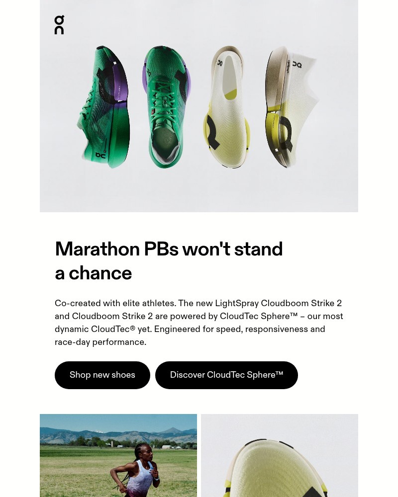 Screenshot of email sent to a On Newsletter subscriber