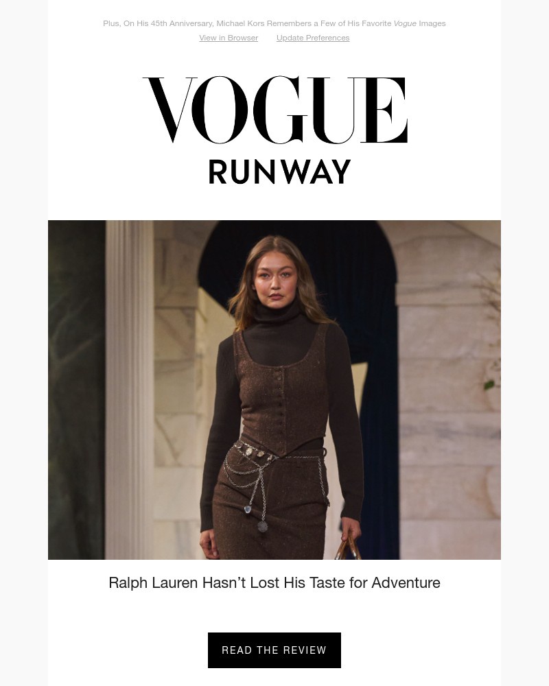 Screenshot of email sent to a Vogue Newsletter subscriber