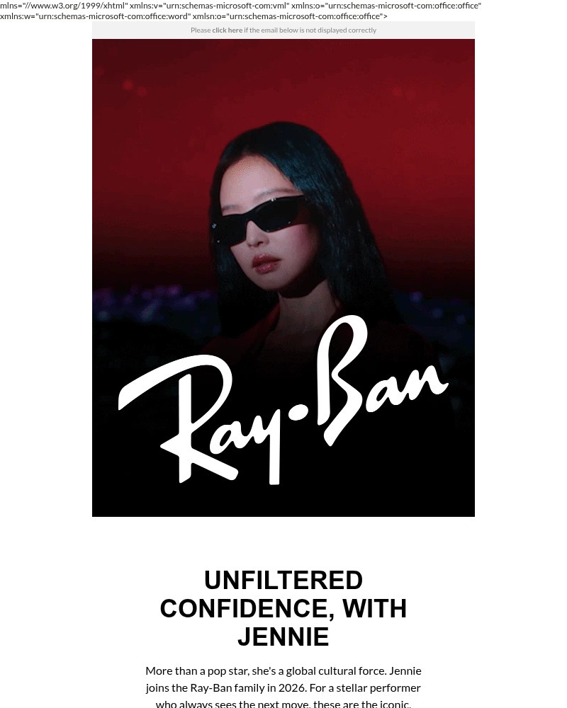 Screenshot of email sent to a Ray-Ban Newsletter subscriber