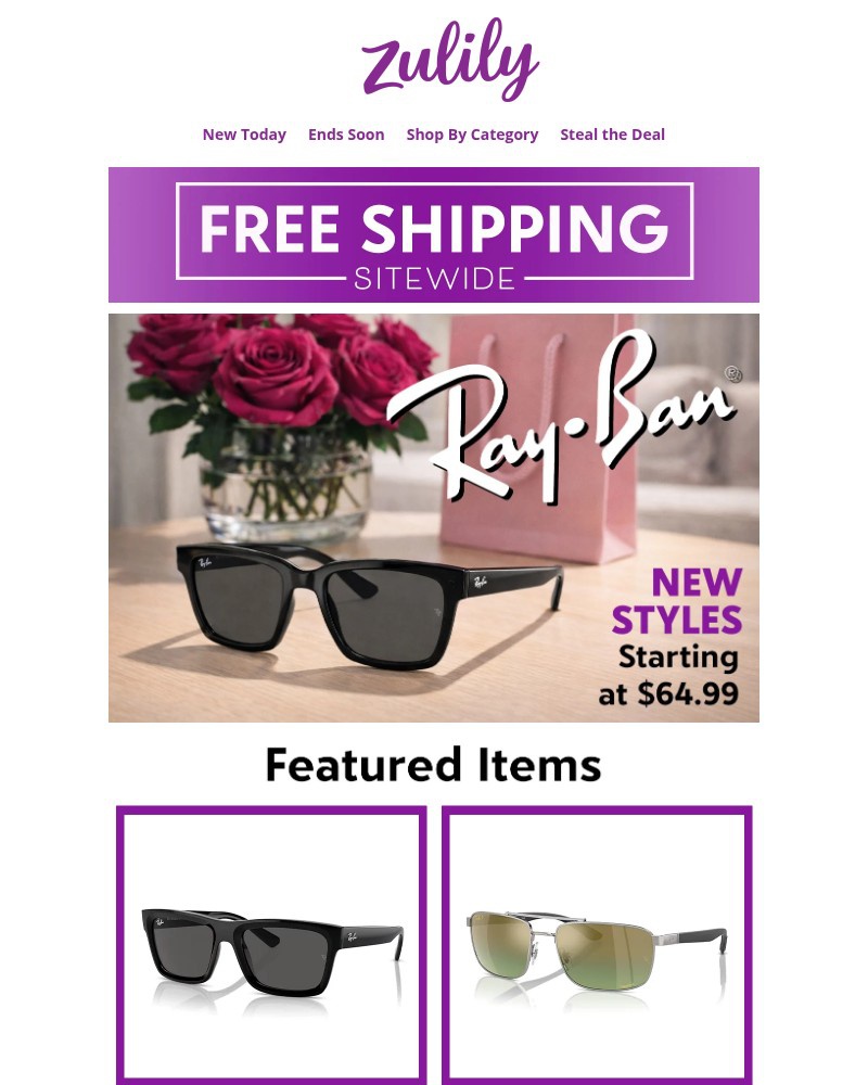 Screenshot of email sent to a Zulily Registered user