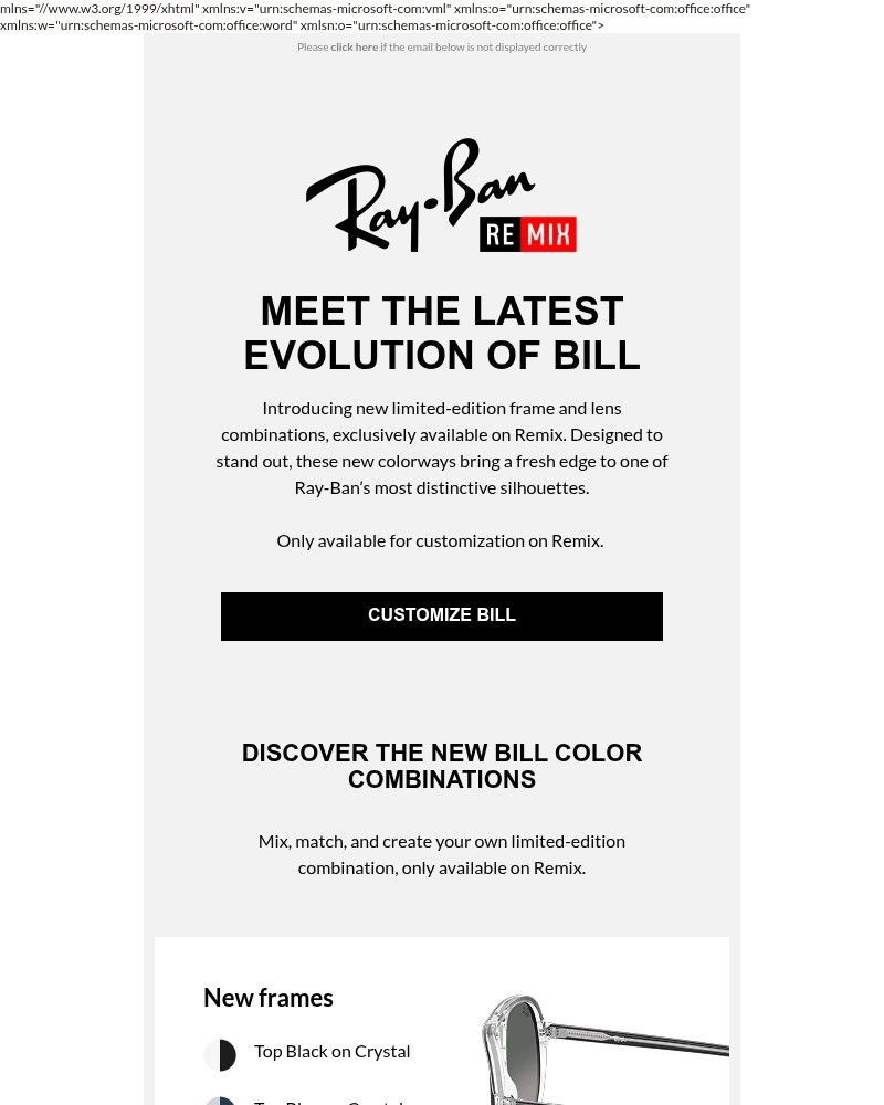 Screenshot of email sent to a Ray-Ban Newsletter subscriber