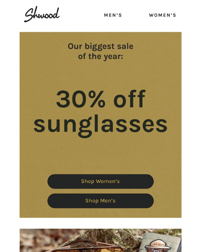 Screenshot of email sent to a Shwood and Stanley Newsletter subscriber