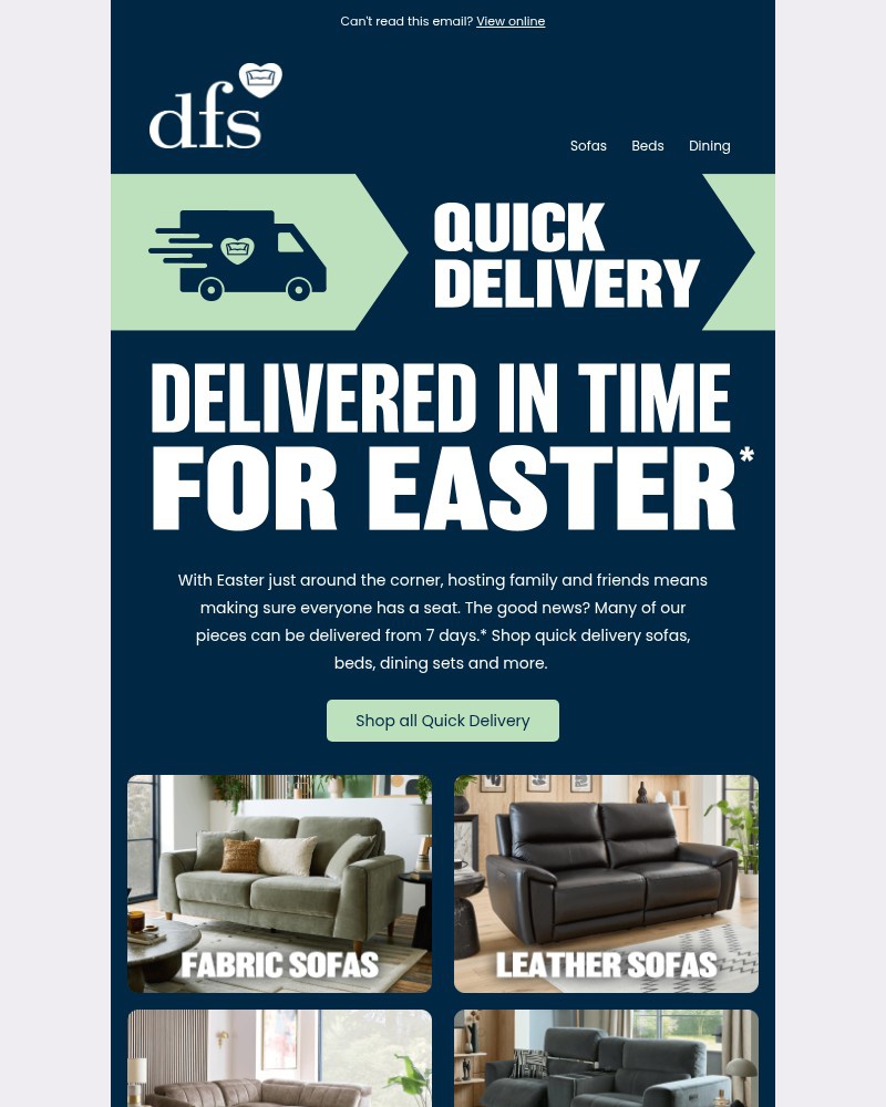 Screenshot of email sent to a DFS Cart abandoner