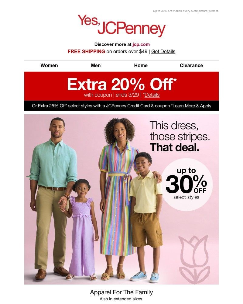 Screenshot of email sent to a JCPenney Newsletter subscriber