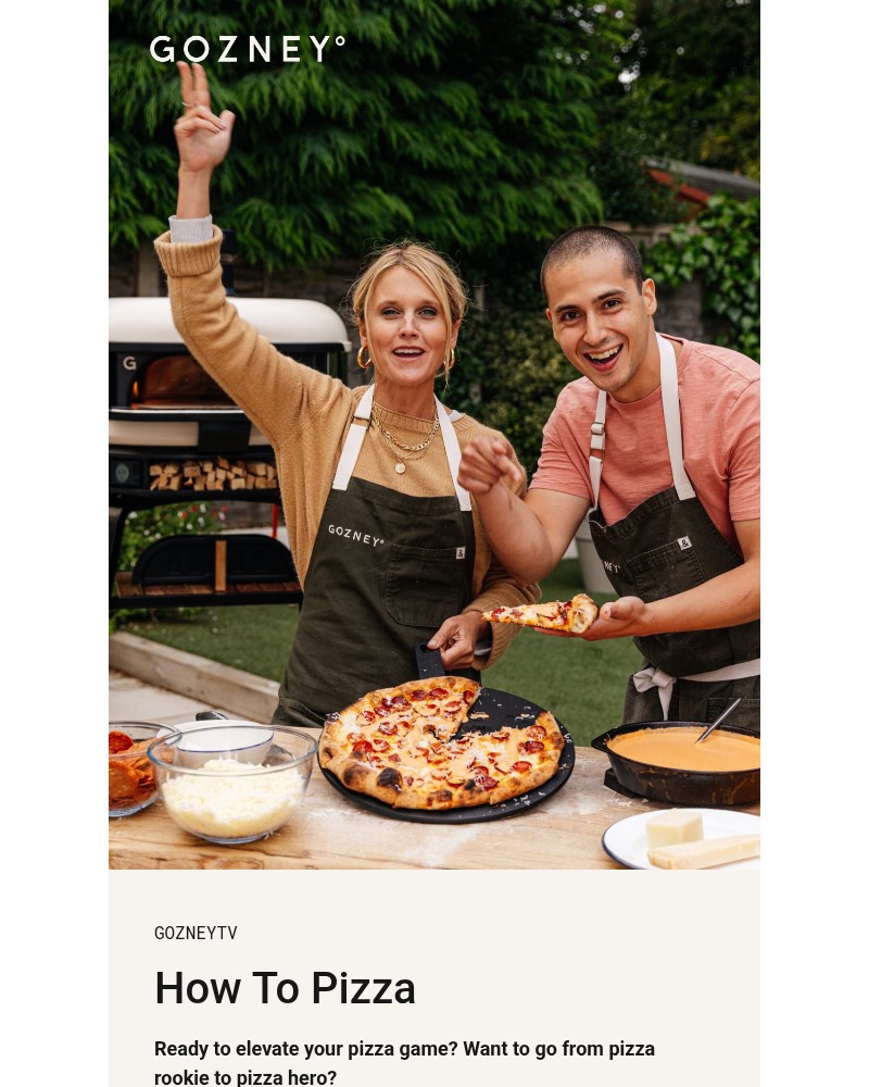 Screenshot of email sent to a Gozney Newsletter subscriber