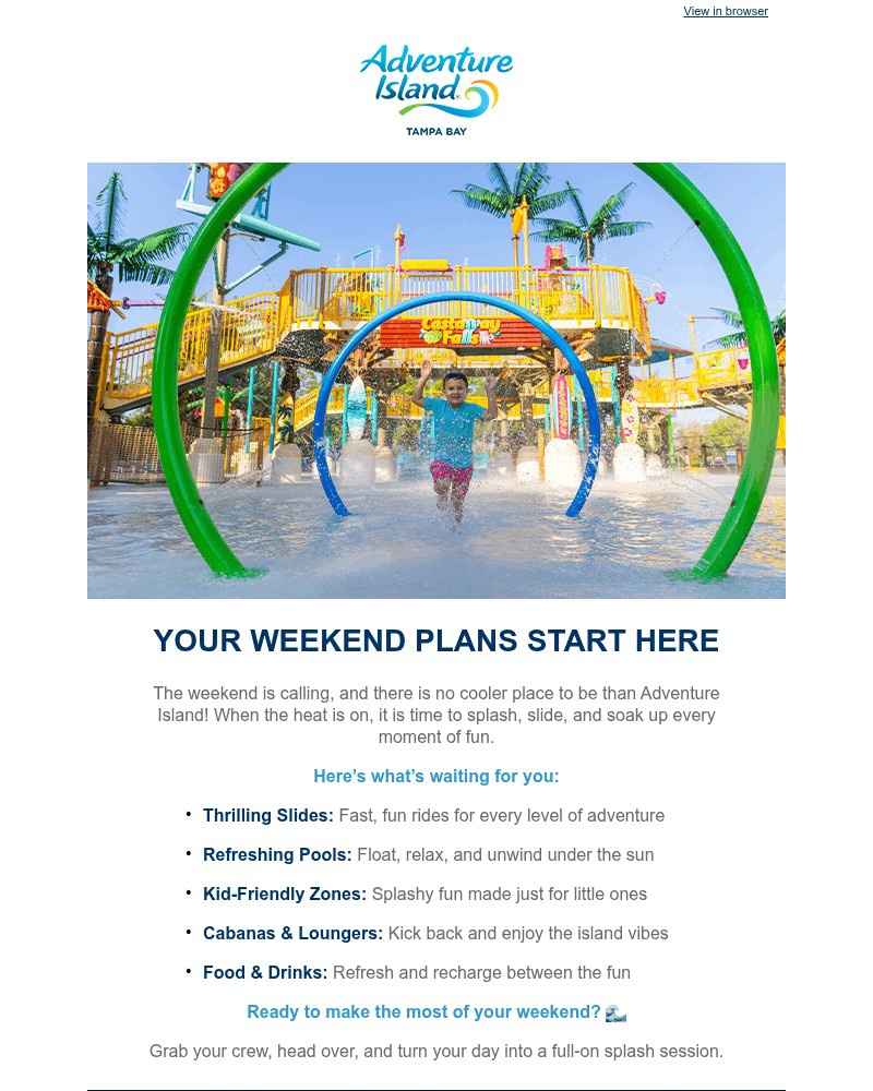 Screenshot of email sent to a Busch Gardens Newsletter subscriber