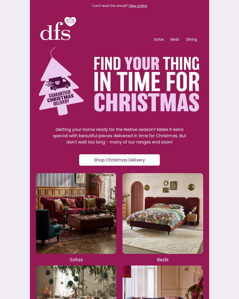 Screenshot of email sent to a DFS Cart abandoner
