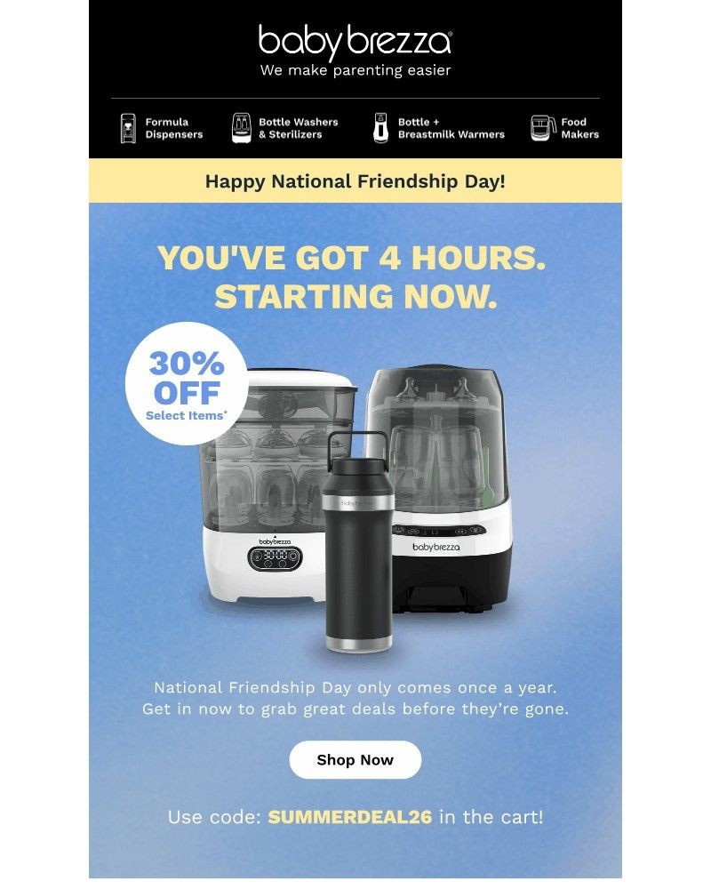 Screenshot of email sent to a Baby Brezza Newsletter subscriber