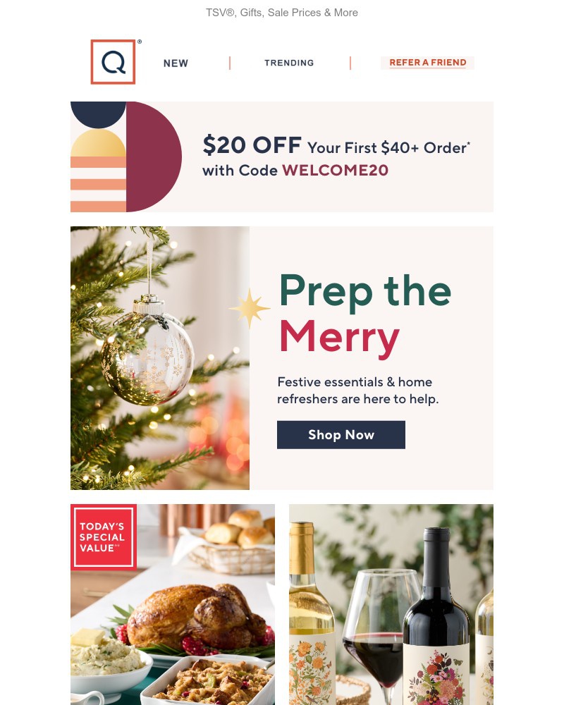 Screenshot of email sent to a QVC Newsletter subscriber