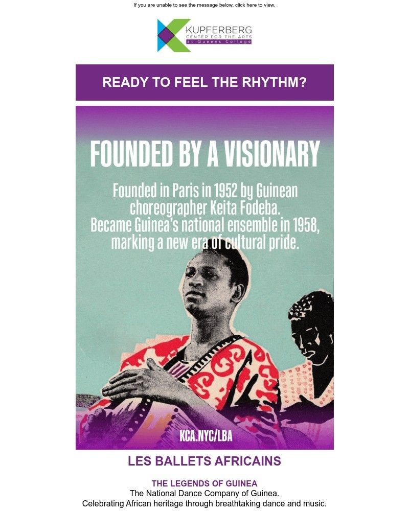 Screenshot of email sent to a Kupferberg Center Newsletter subscriber