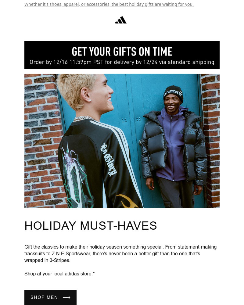 Screenshot of email sent to a Adidas Newsletter subscriber
