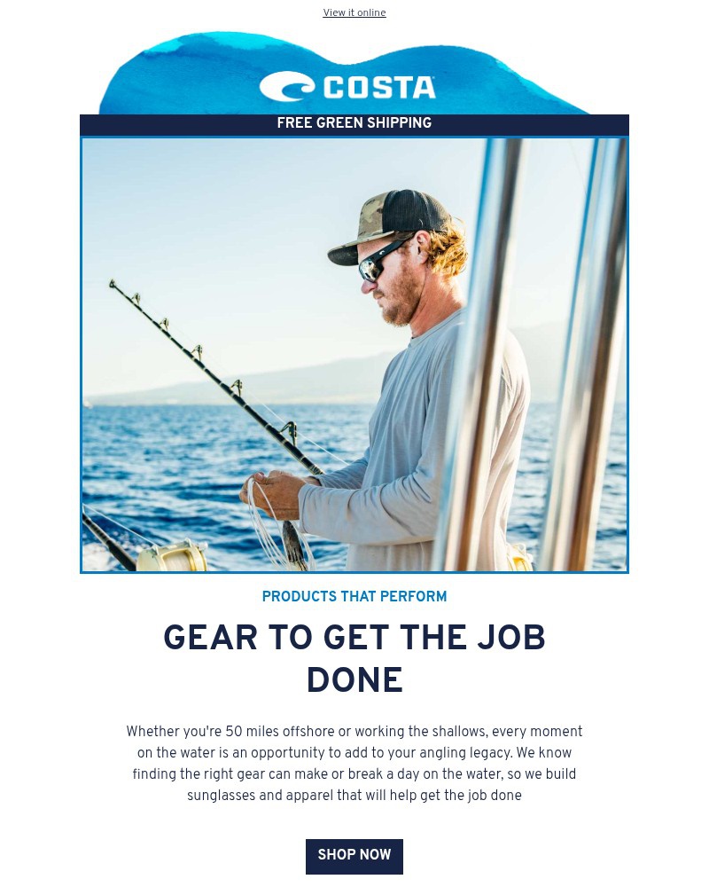 Screenshot of email sent to a Costa del Mar Newsletter subscriber