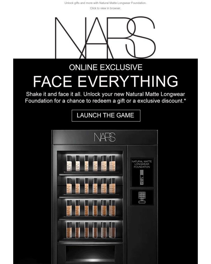 Screenshot of email sent to a Nars Cosmetics Newsletter subscriber
