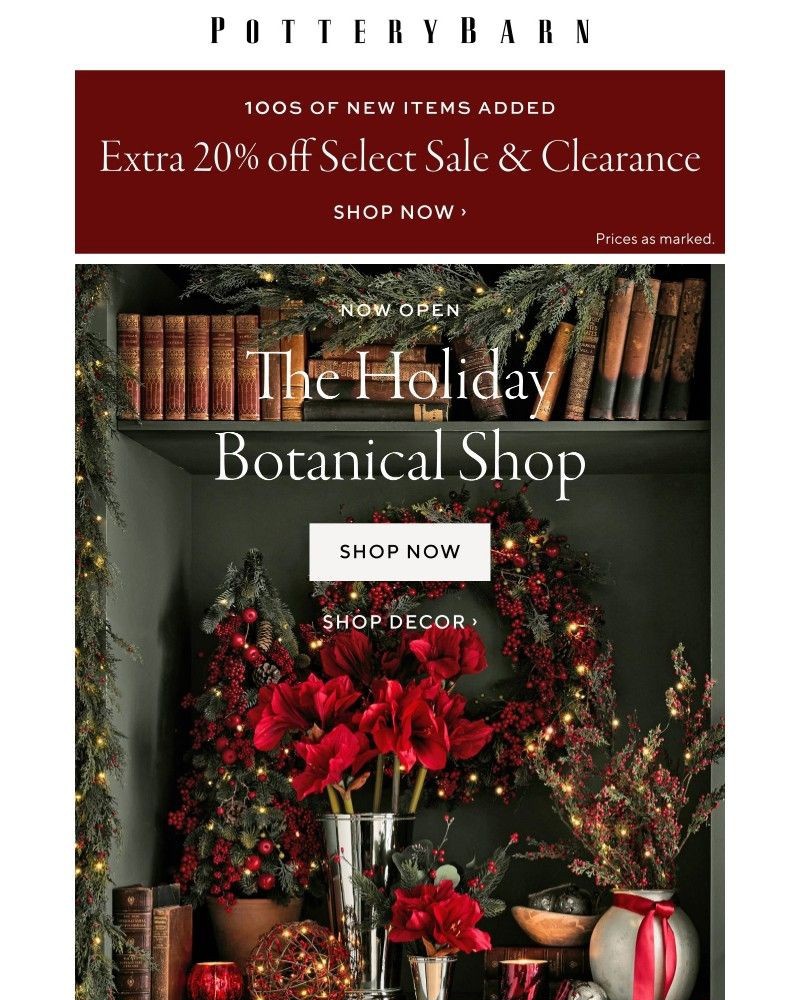 Screenshot of email sent to a Pottery Barn Cart abandoner