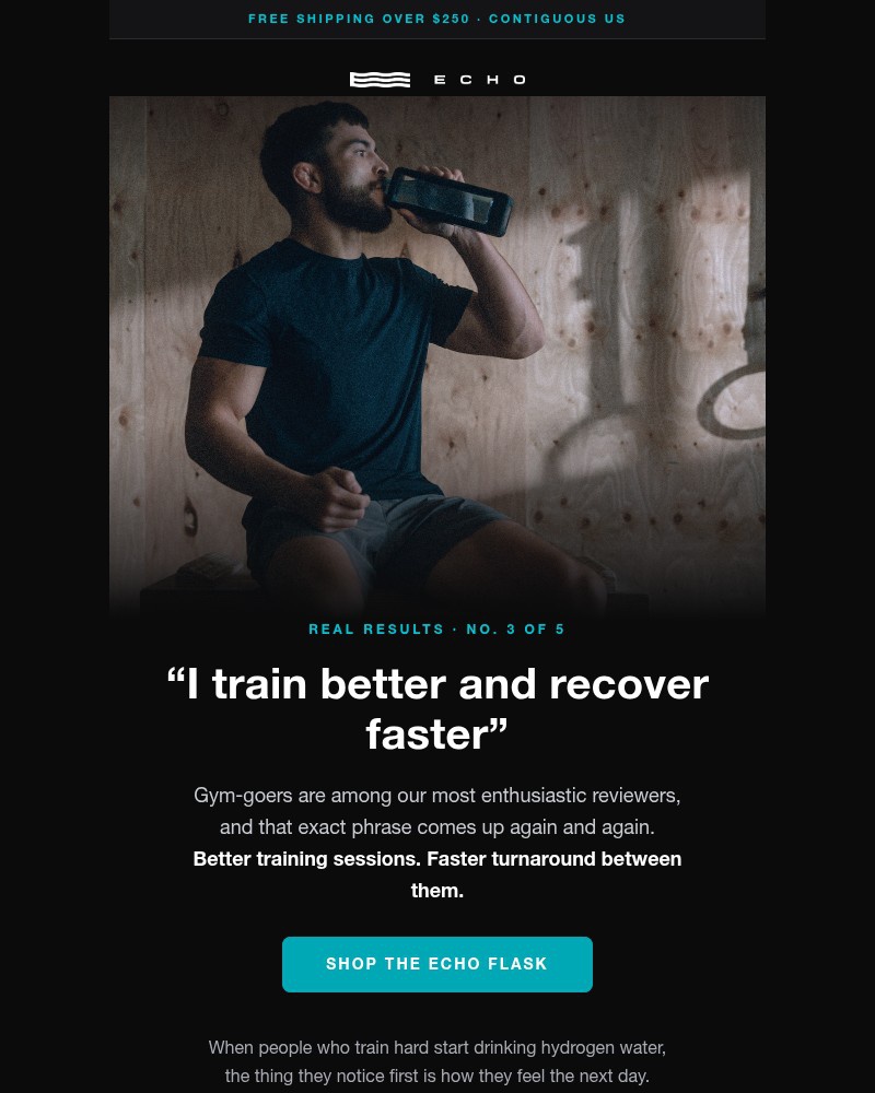 Screenshot of email sent to a Echo Water Newsletter subscriber