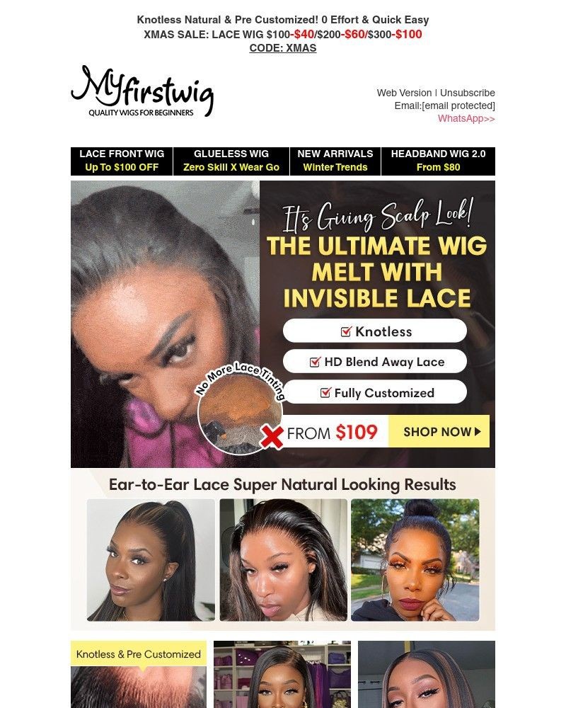 Screenshot of email sent to a My First Wig Newsletter subscriber