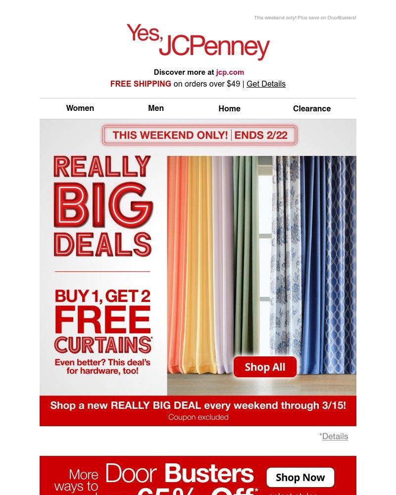 Screenshot of email sent to a JCPenney Newsletter subscriber