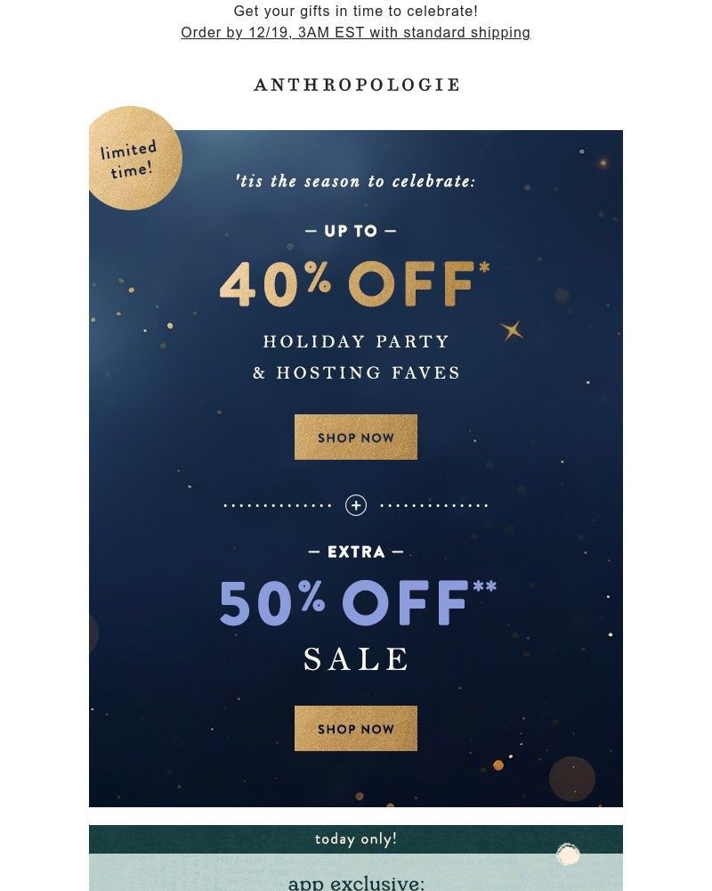 Screenshot of email sent to a Anthropologie Newsletter subscriber