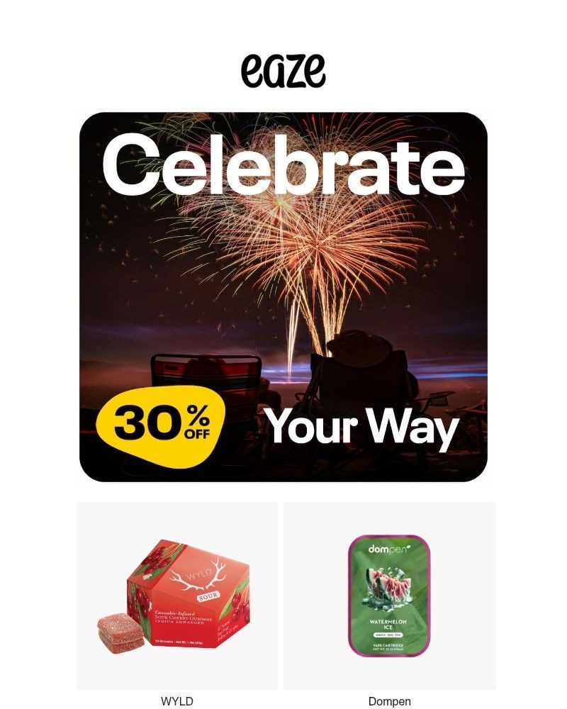 Screenshot of email sent to a Eaze Registered user