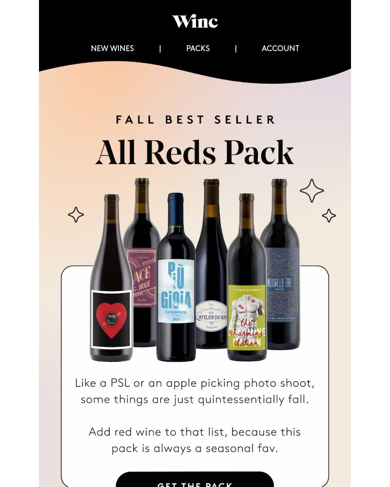 Screenshot of email sent to a Winc Cart abandoner