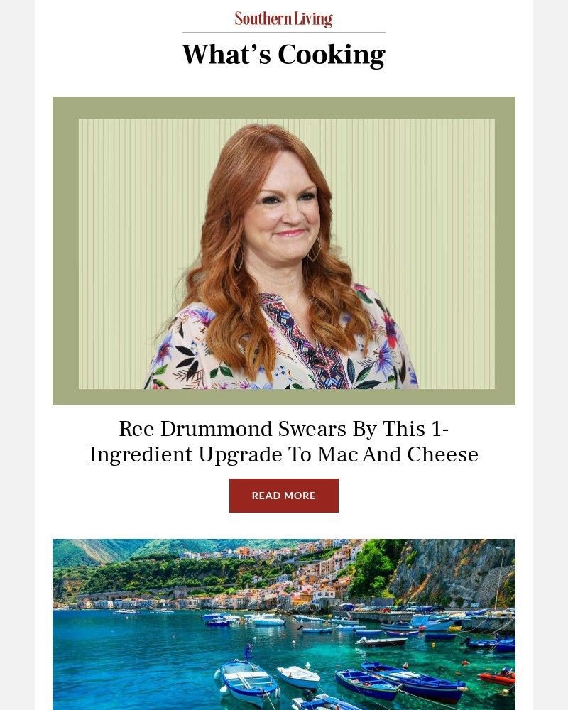 Screenshot of email sent to a Southern Living Newsletter subscriber