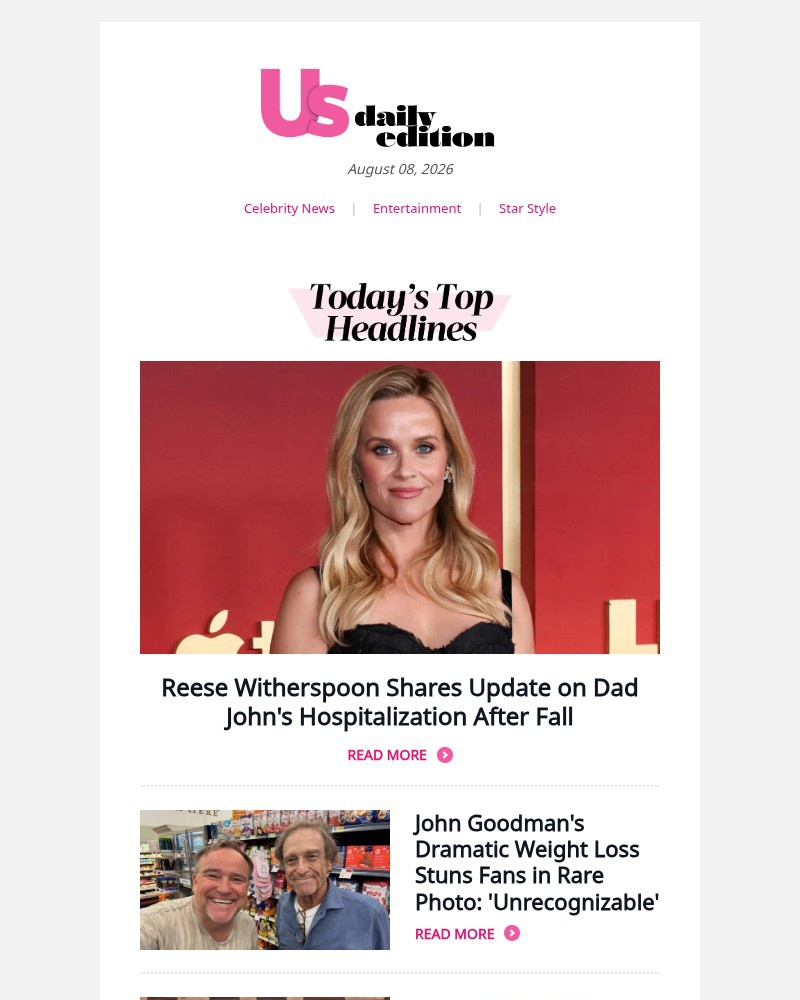Screenshot of email sent to a Us Weekly Newsletter subscriber