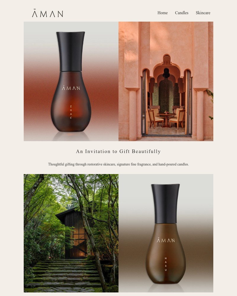 Screenshot of email sent to a Aman Resorts Newsletter subscriber