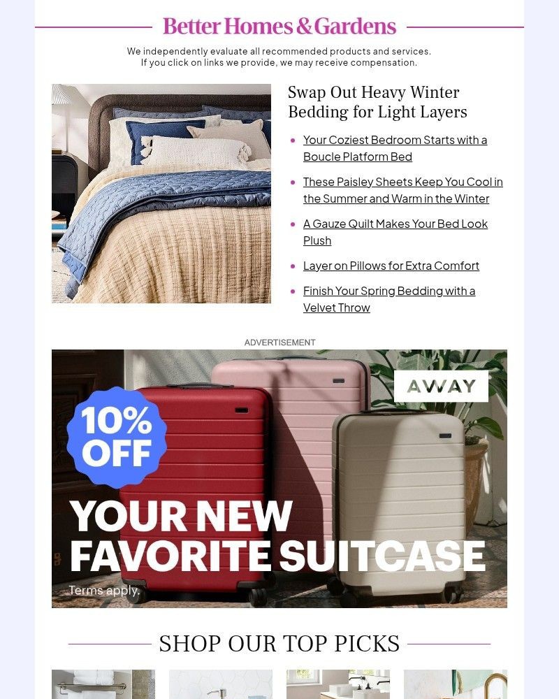 Screenshot of email sent to a Better Homes and Gardens Newsletter subscriber