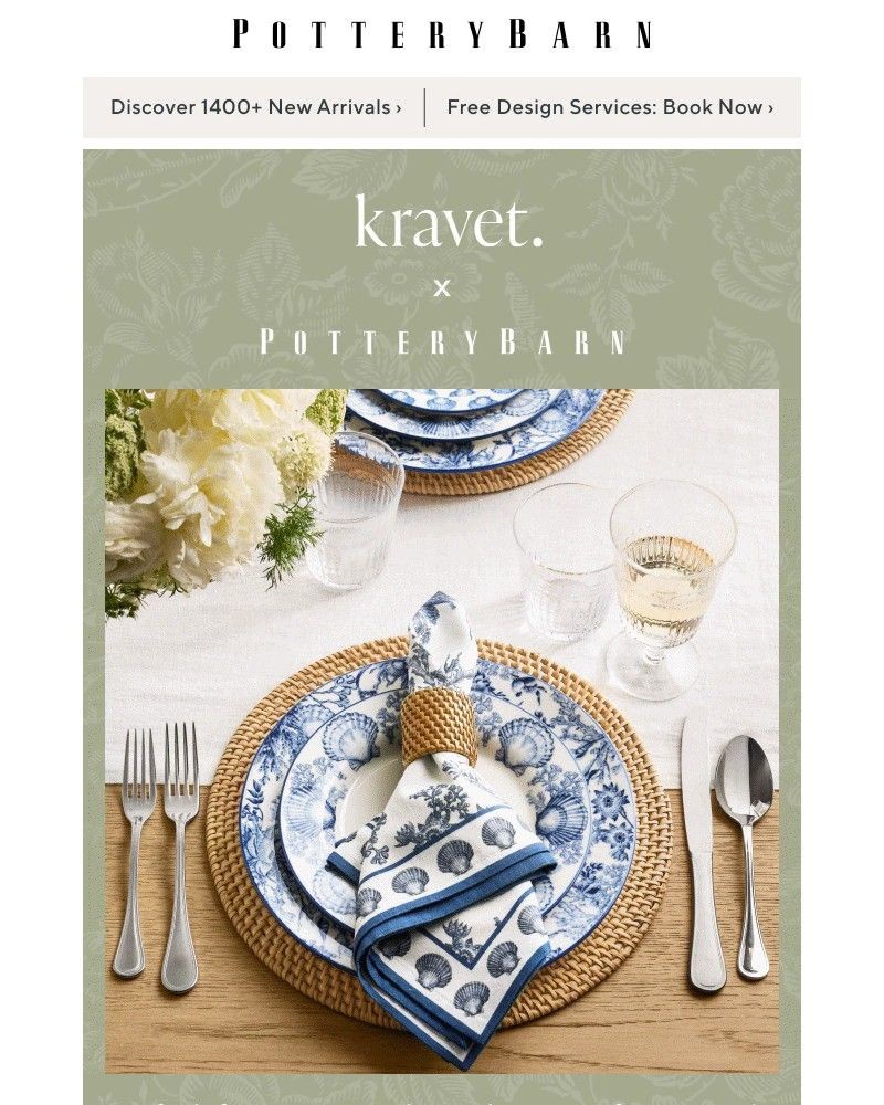Screenshot of email sent to a Pottery Barn Newsletter subscriber