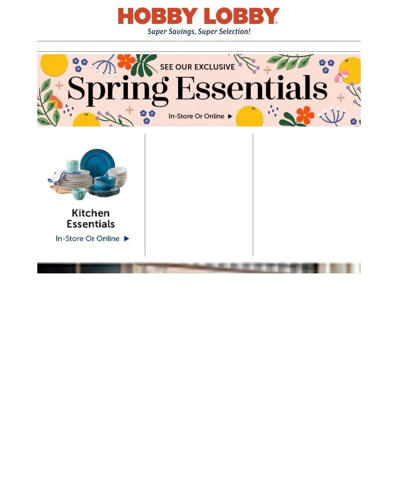 Screenshot of email sent to a Hobby Lobby Newsletter subscriber