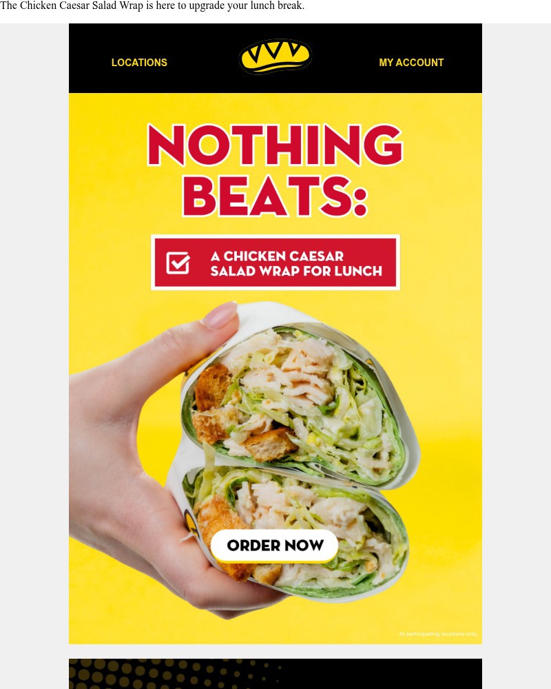 Screenshot of email sent to a Which Wich Registered user