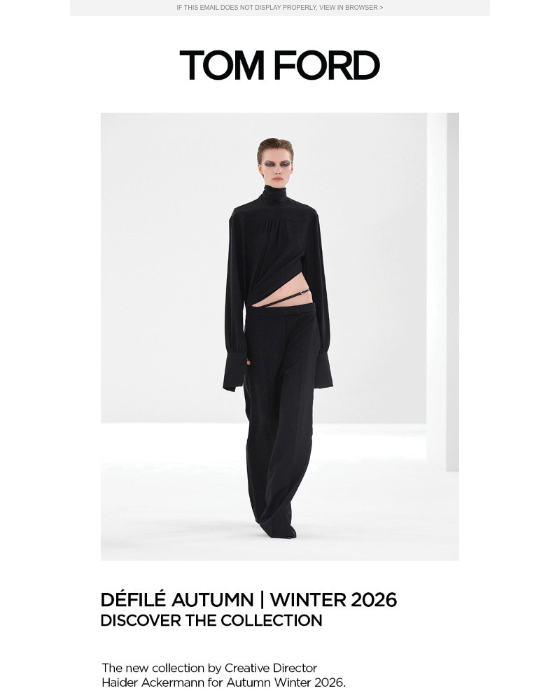 Screenshot of email sent to a Tom Ford Newsletter subscriber