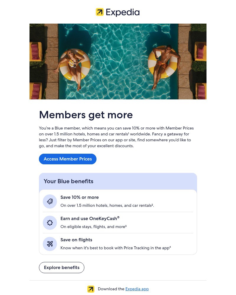 Screenshot of email sent to a Expedia Registered user