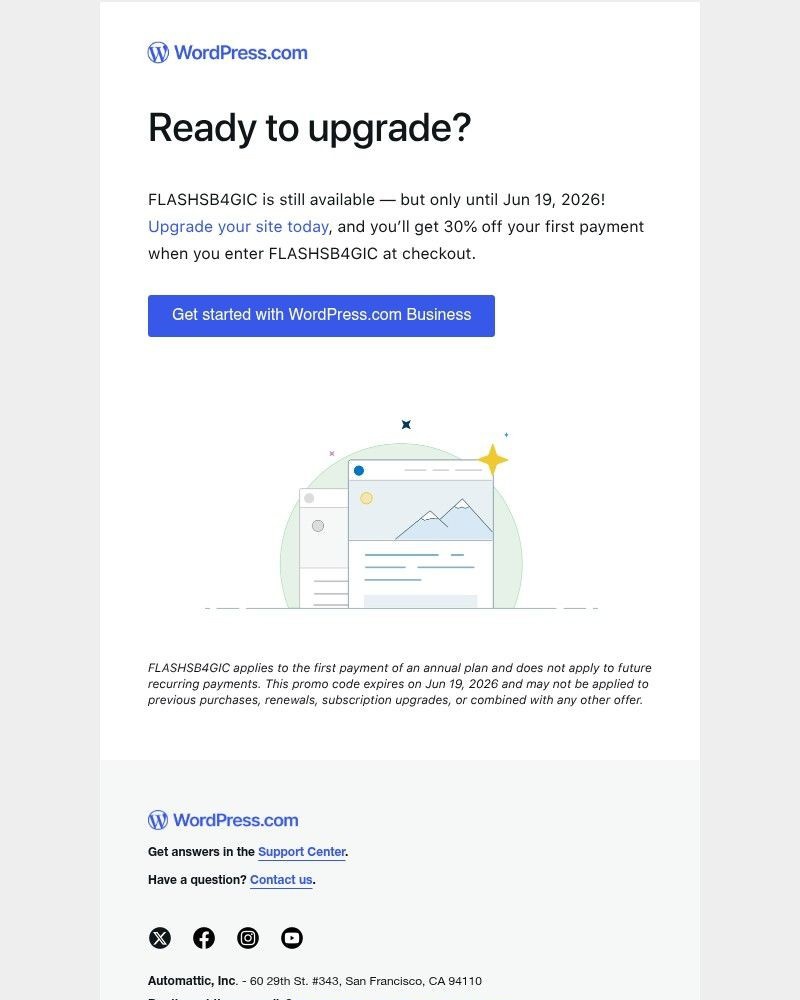 Screenshot of email sent to a WordPress Registered user