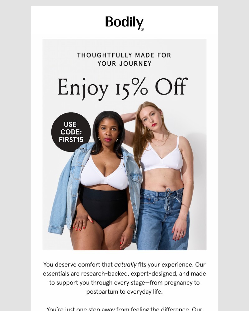 Screenshot of email sent to a Bodily Newsletter subscriber