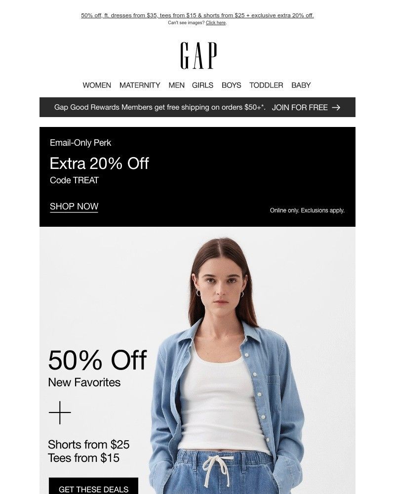 Screenshot of email with subject /media/emails/reminder-your-bonus-half-off-dresses-shorts-tees-more-ends-today-f6923e-cropped-608df992.jpg