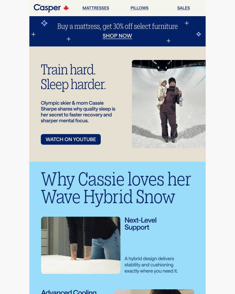 Screenshot of email sent to a Casper Newsletter subscriber