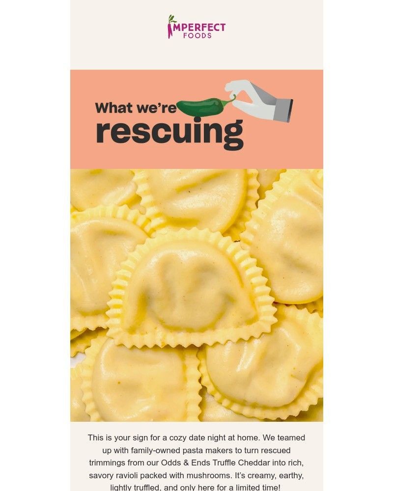 Screenshot of email sent to a Imperfect Foods Registered user