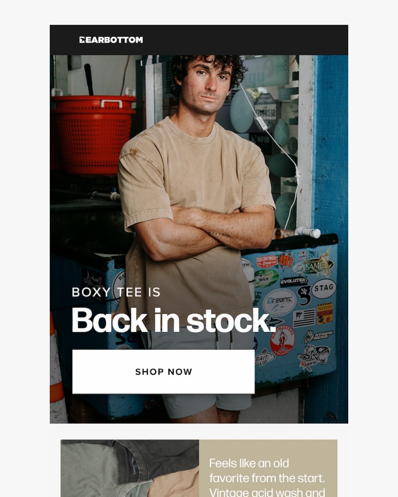 Screenshot of email sent to a Bearbottom Clothing Newsletter subscriber