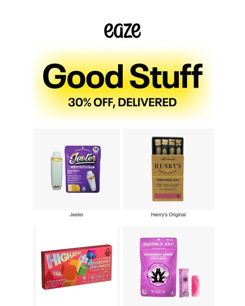 Screenshot of email sent to a Eaze Registered user