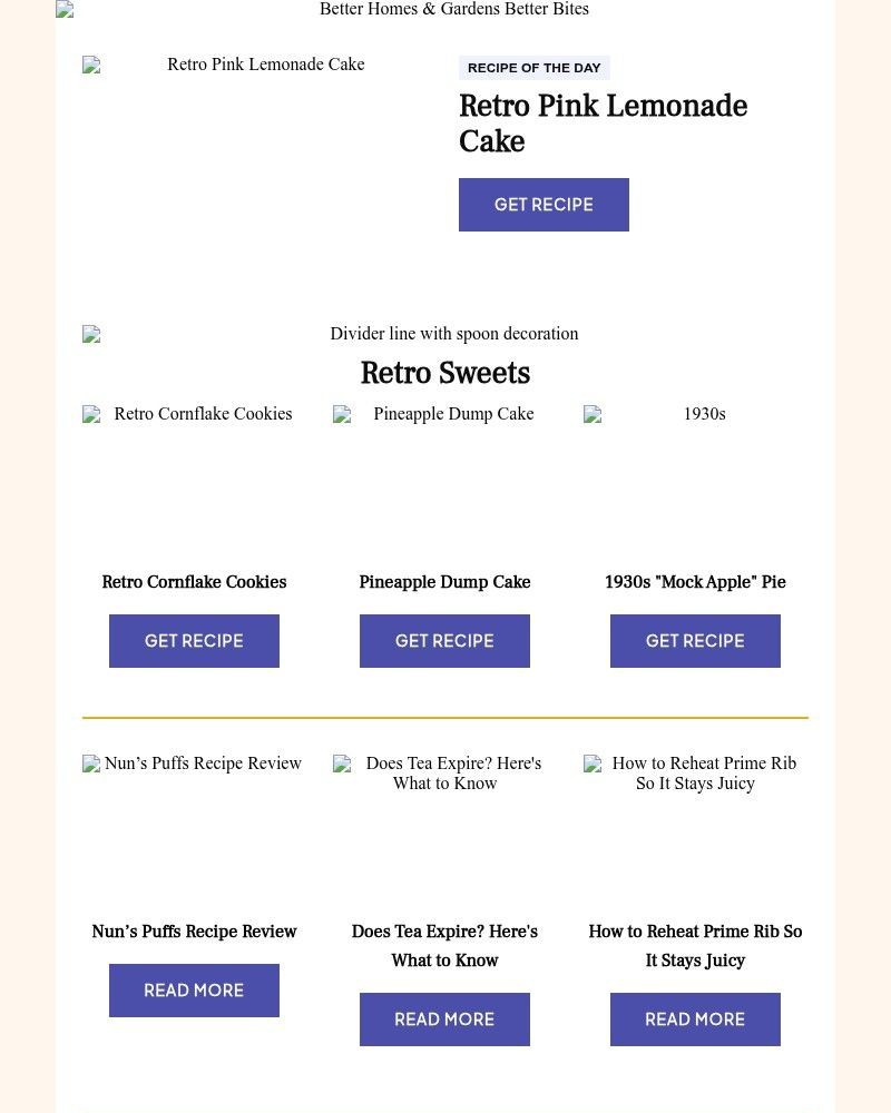 Screenshot of email sent to a Better Homes and Gardens Newsletter subscriber