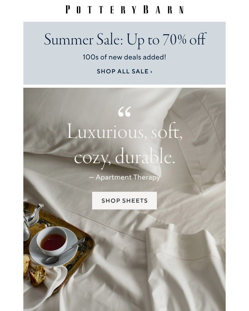 Screenshot of email sent to a Pottery Barn Cart abandoner