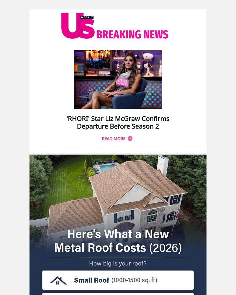Screenshot of email sent to a Us Weekly Newsletter subscriber